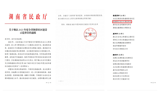 武陵源區(qū)協(xié)合鄉(xiāng)黃家坪村榮獲“2023年度全省和諧社區(qū)建設(shè)示范單位”榮譽稱號